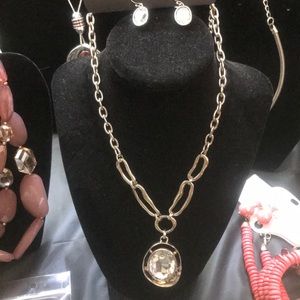 2 pc silver necklace & earring set